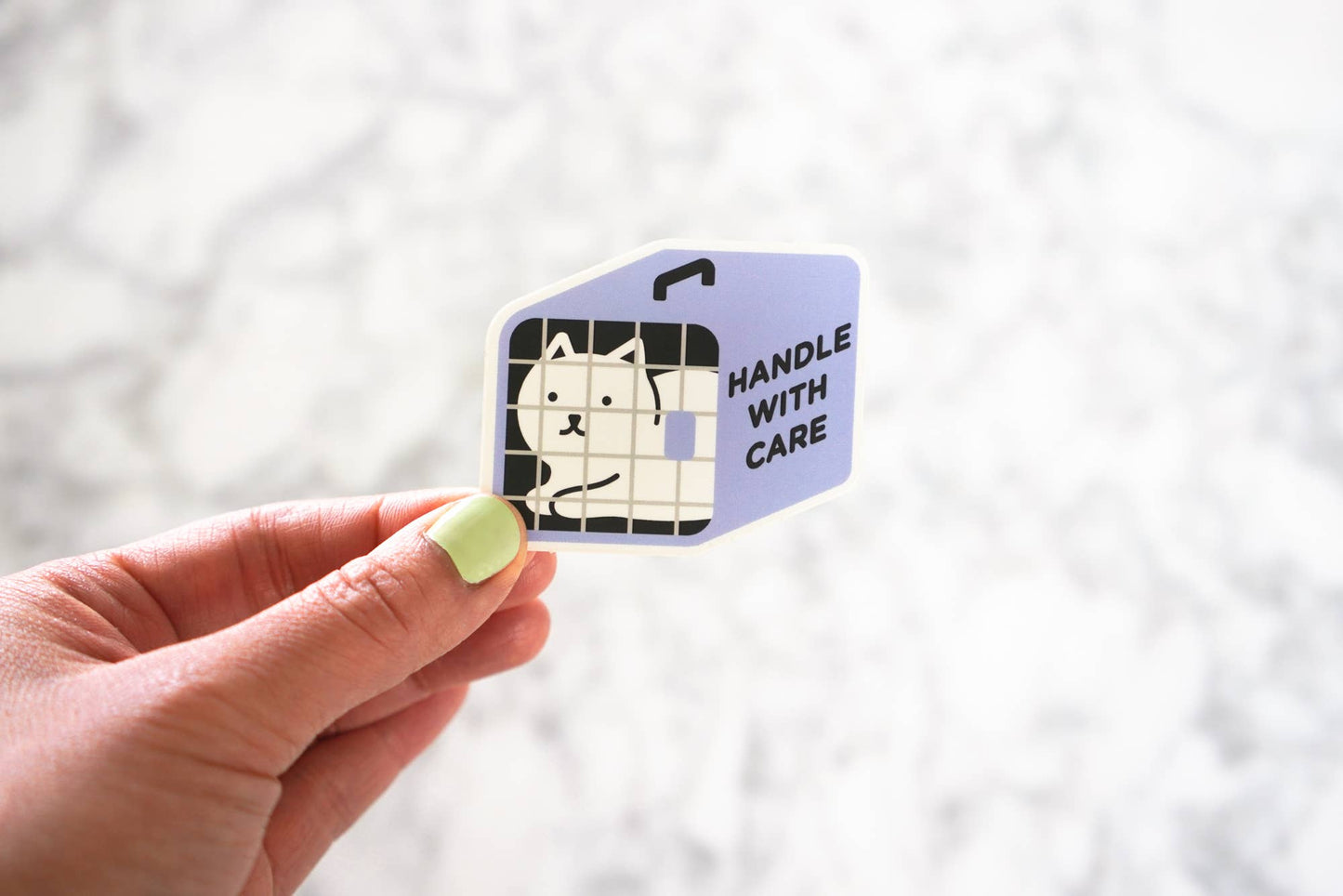 Handle with Care Cat in Carrier Sticker