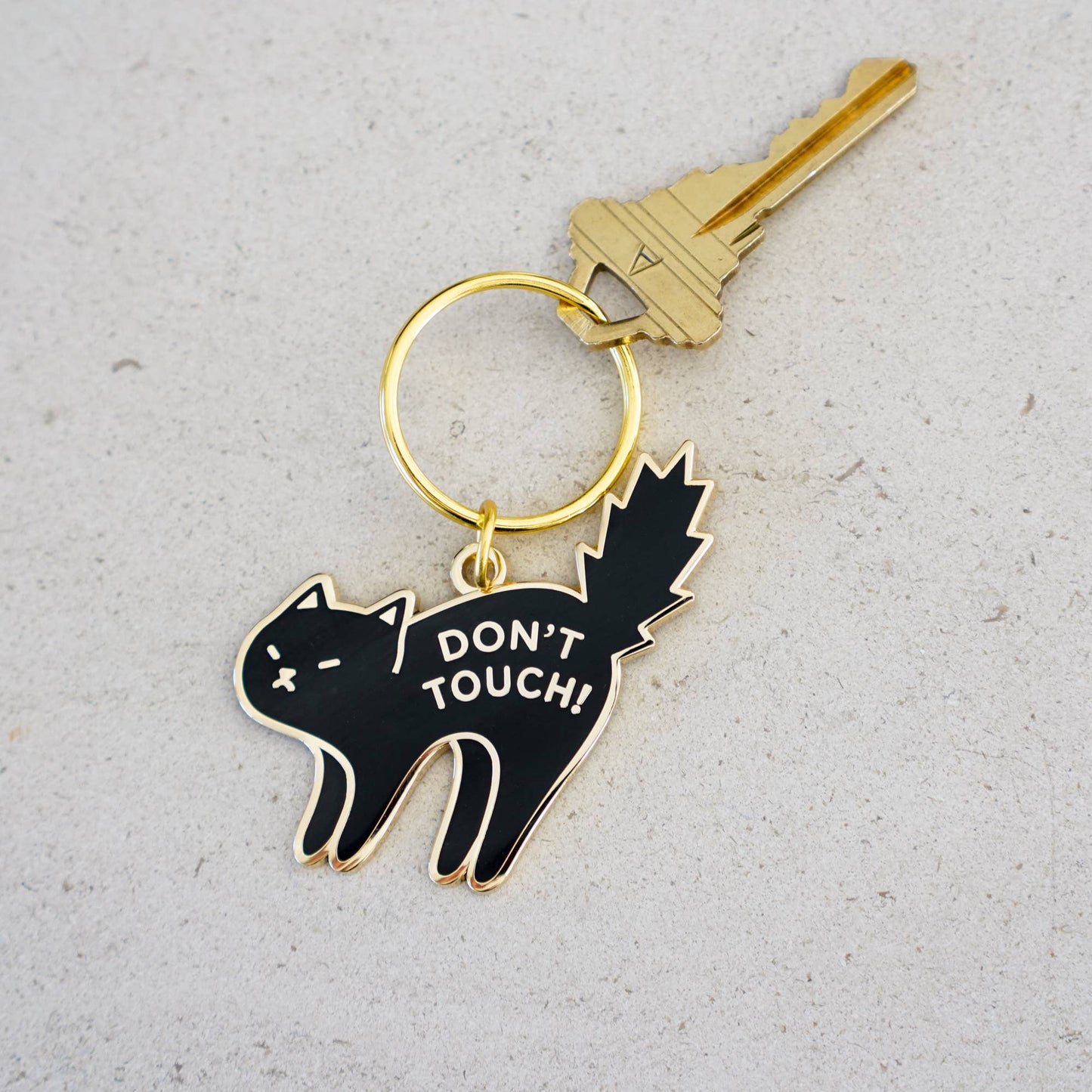 Don't Touch Black Cat Keychain