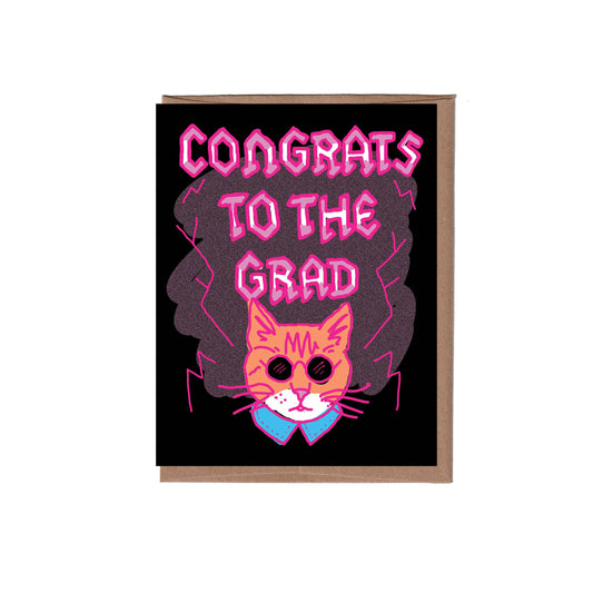 Heavy Metal Congrats to the Grad Cat Graduation Greeting Card