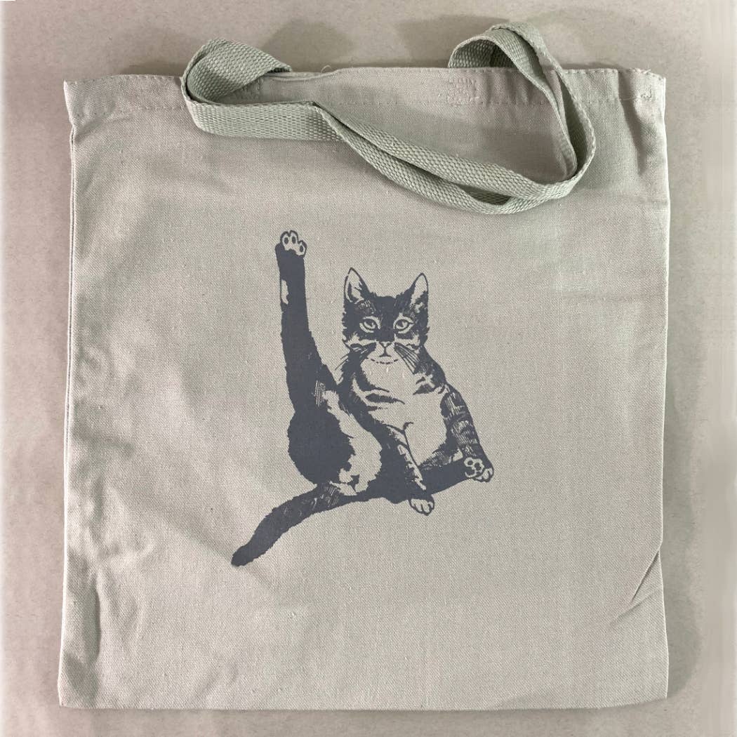 Cat Plays the Violin Cat Butt Canvas Tote Bag (Gray)
