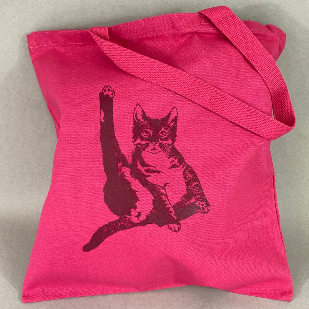Cat Plays the Violin Cat Butt Canvas Tote Bag (Pink)