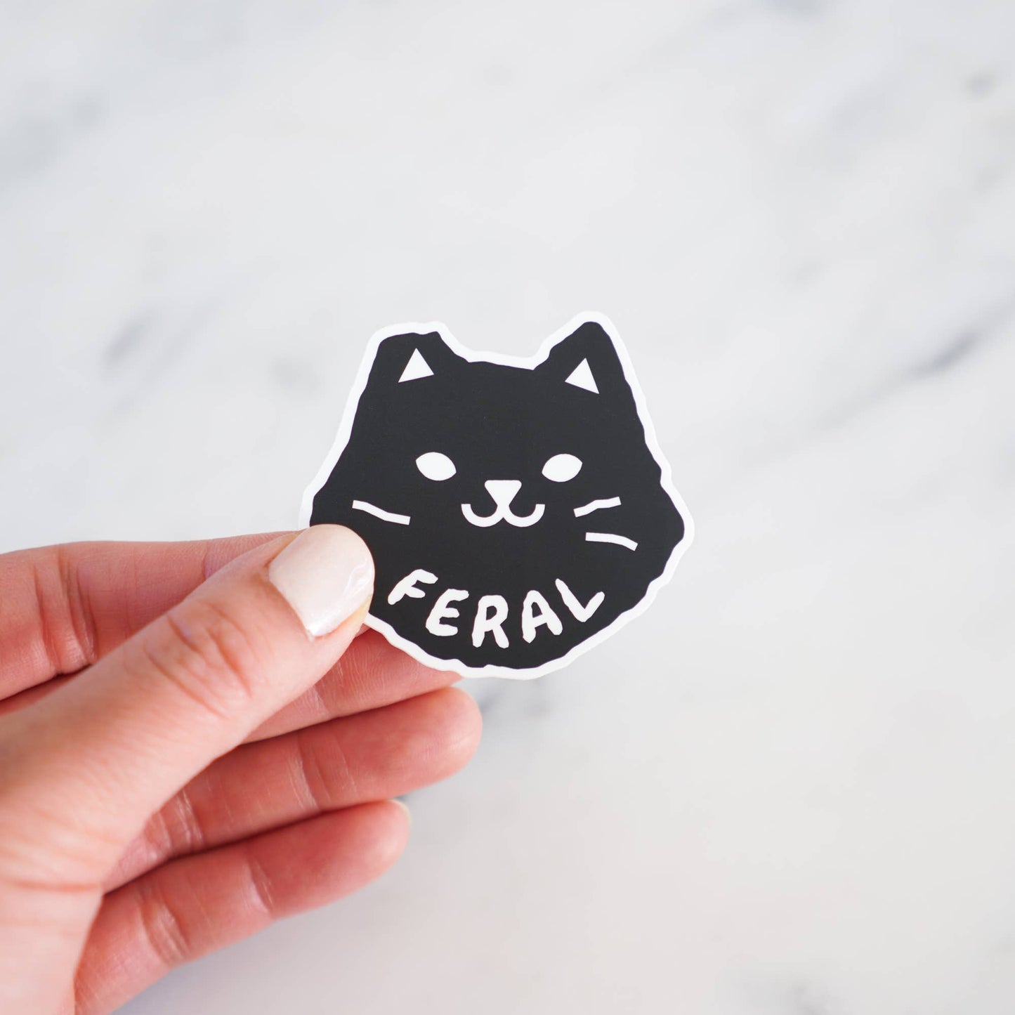 Feral Black Cat Sticker