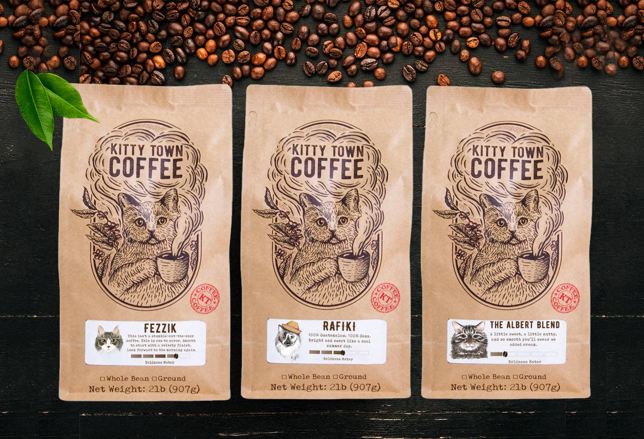 Kitty Town Coffee - Smokey: Italian Roast Brazilian (12oz Whole Bean)