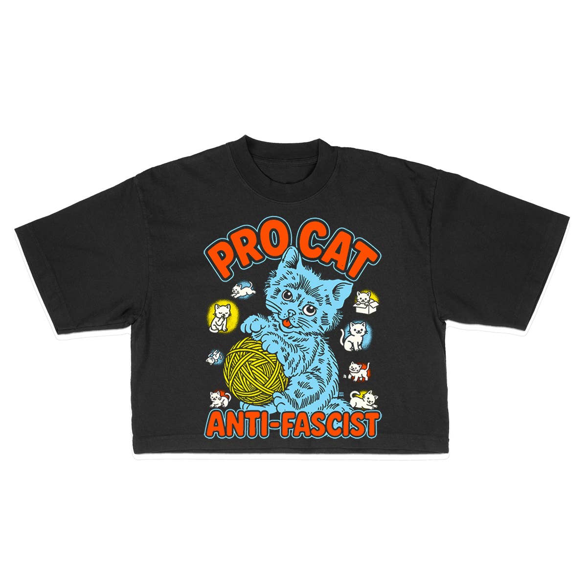 Pro Cat Anti Fascist Black Crop Top (Black, One Size)