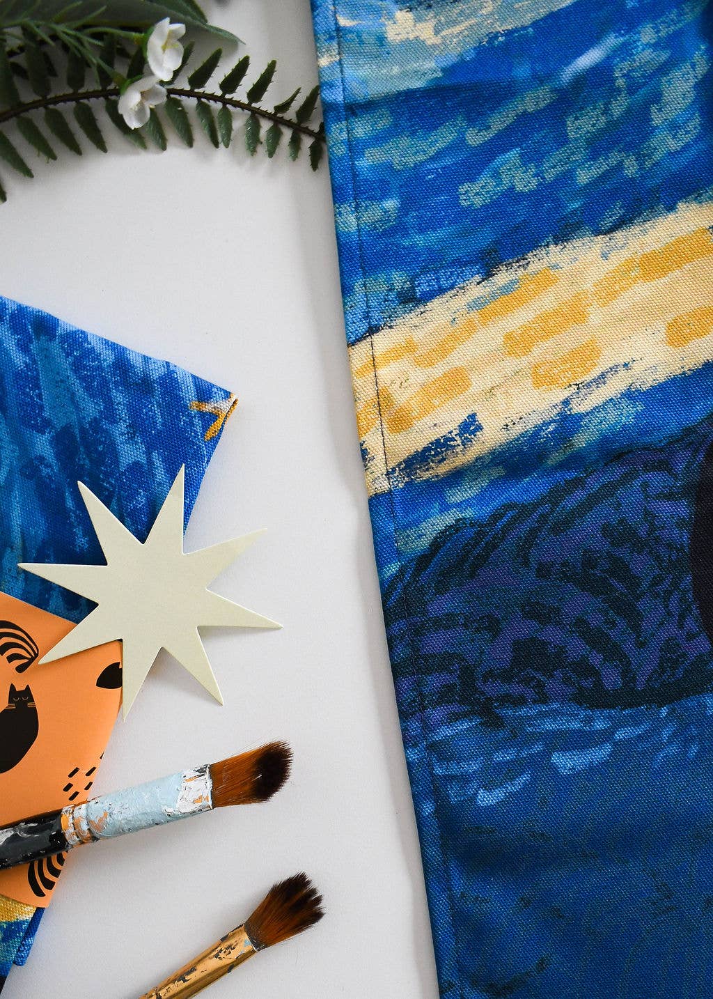Starry Night Cat Tea Towel