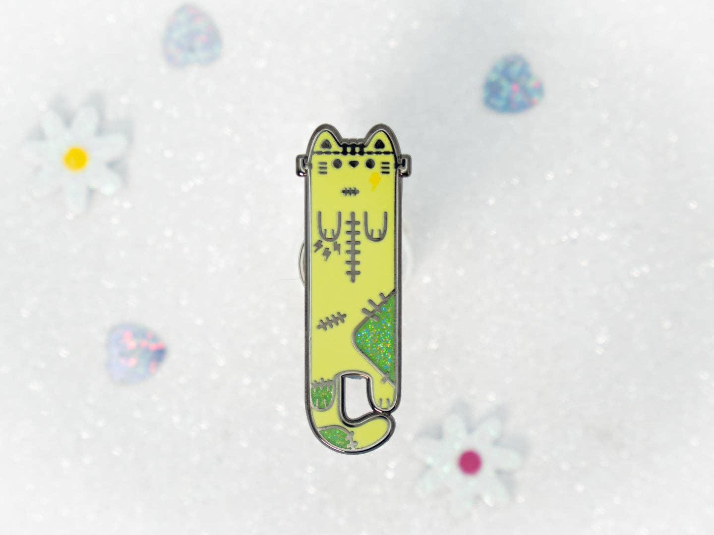 Frankencat Enamel Long Cat Pin