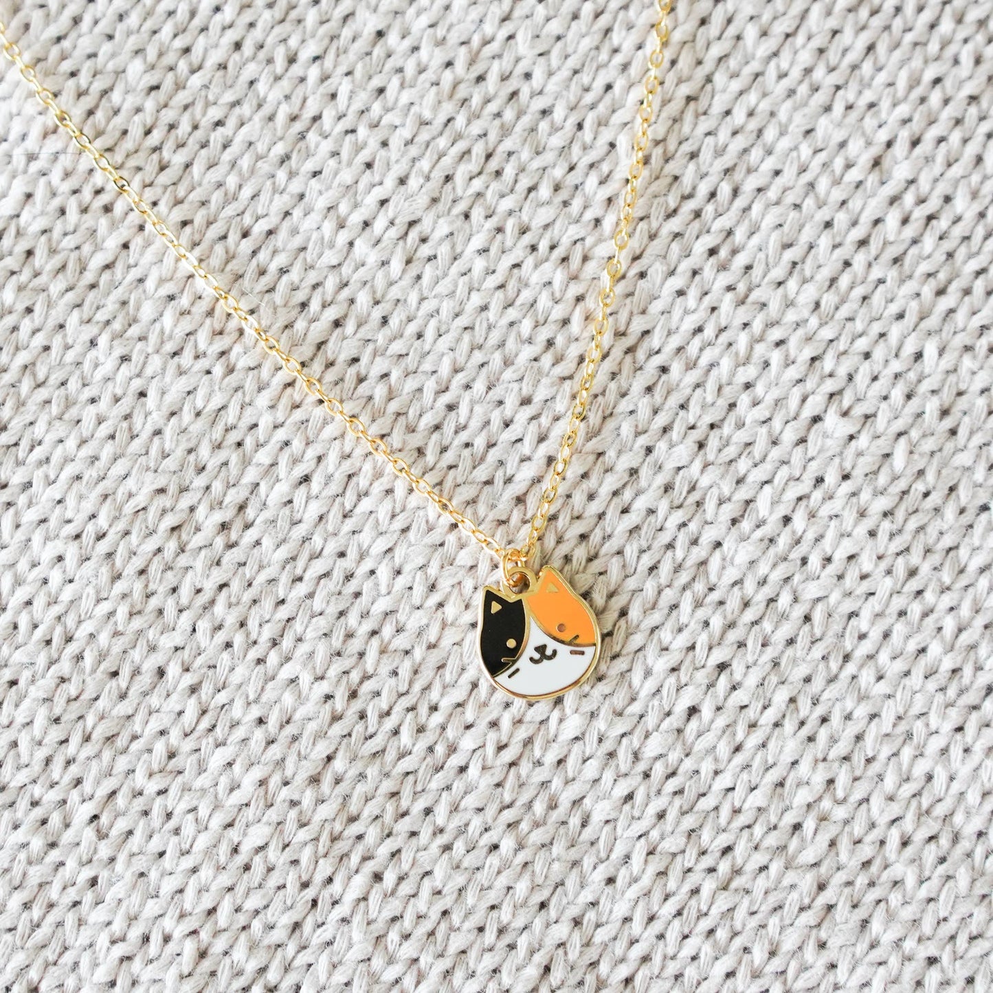 Cat Face Necklace - Calico