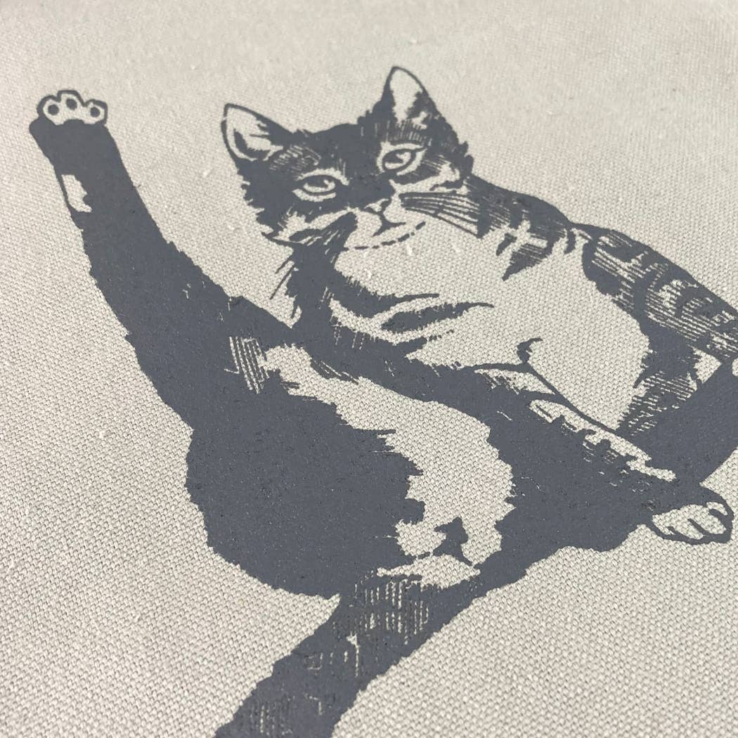 Cat Plays the Violin Cat Butt Canvas Tote Bag (Gray)