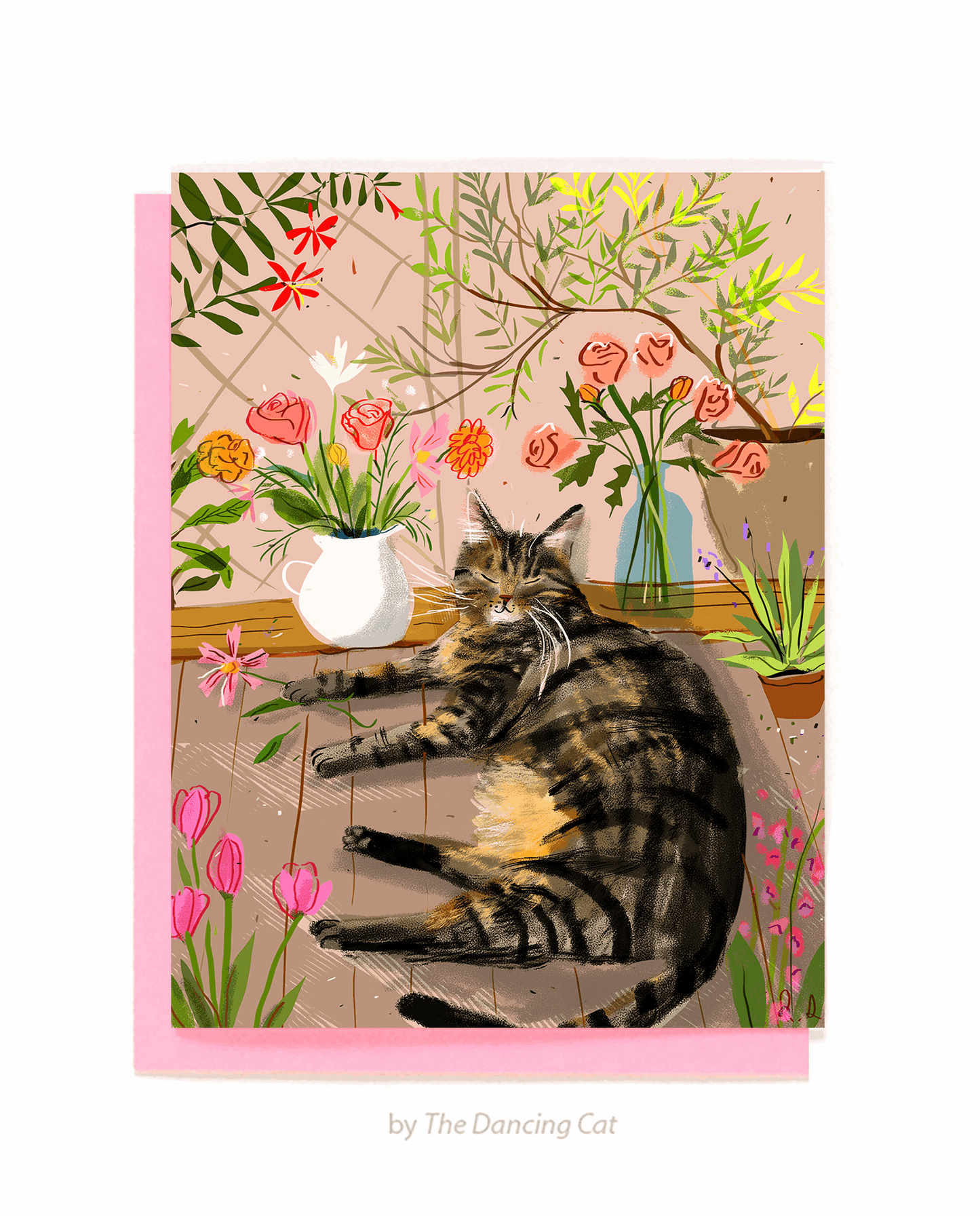 Flower Baby Cat Greeting Card