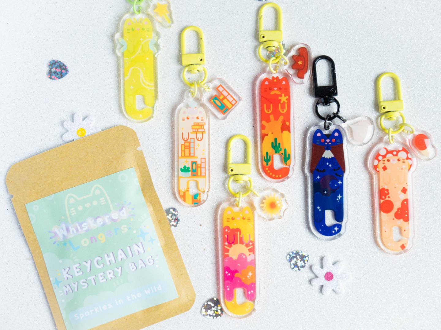 Long Cat Keychain Mystery Bag - Green Series