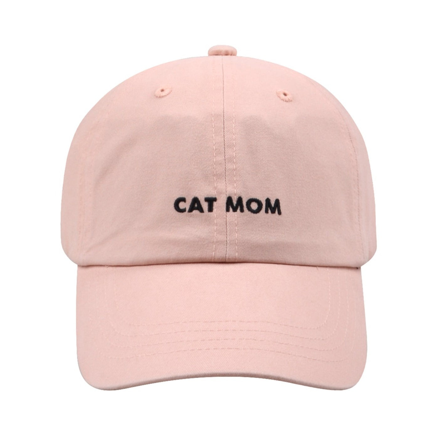 Cat Mom Embroidered Baseball Cap - Pink