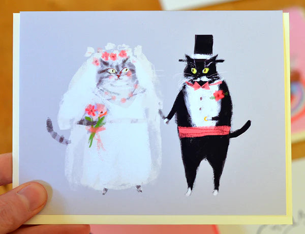 Bride & Groom Wedding Cat Card