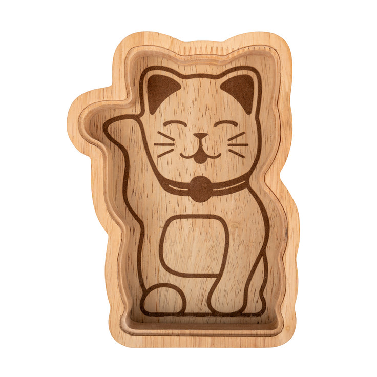 Maneki Neko Lucky Cat Wooden Money Bank