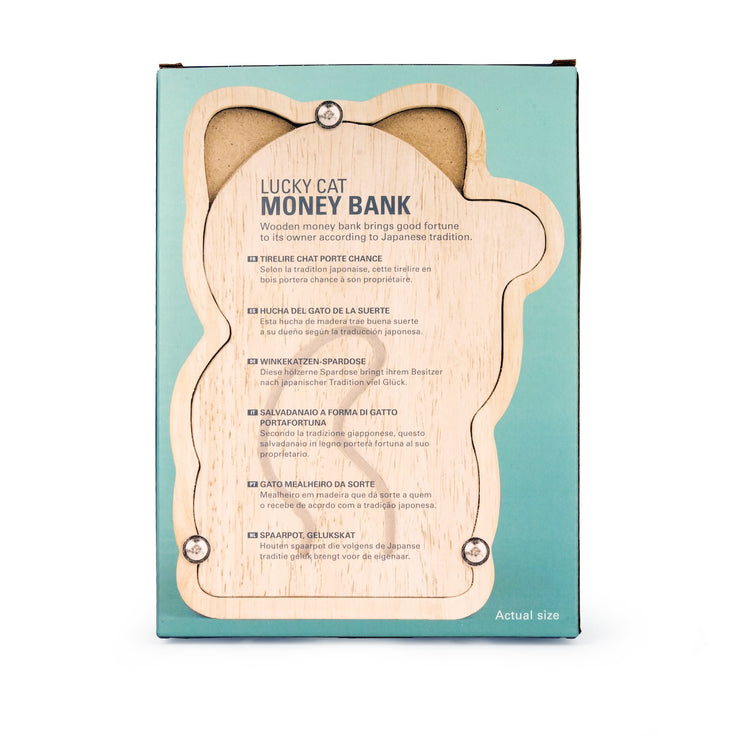 Maneki Neko Lucky Cat Wooden Money Bank
