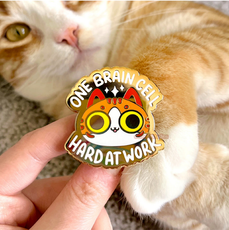 One Brain Cell Orange Cat Enamel Pin