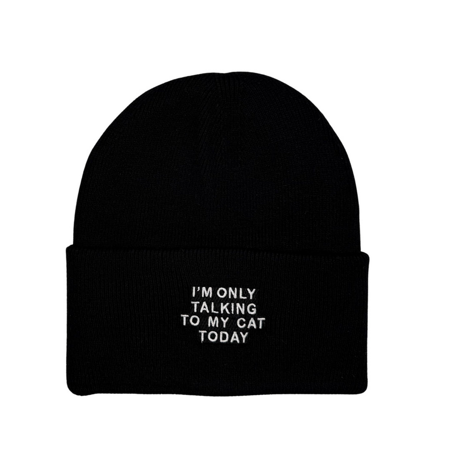 Only Talking To My Cat Embroidered Knit Beanie Toque