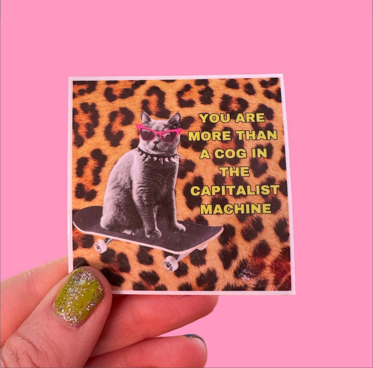 Capitalist Machine Cat Sticker