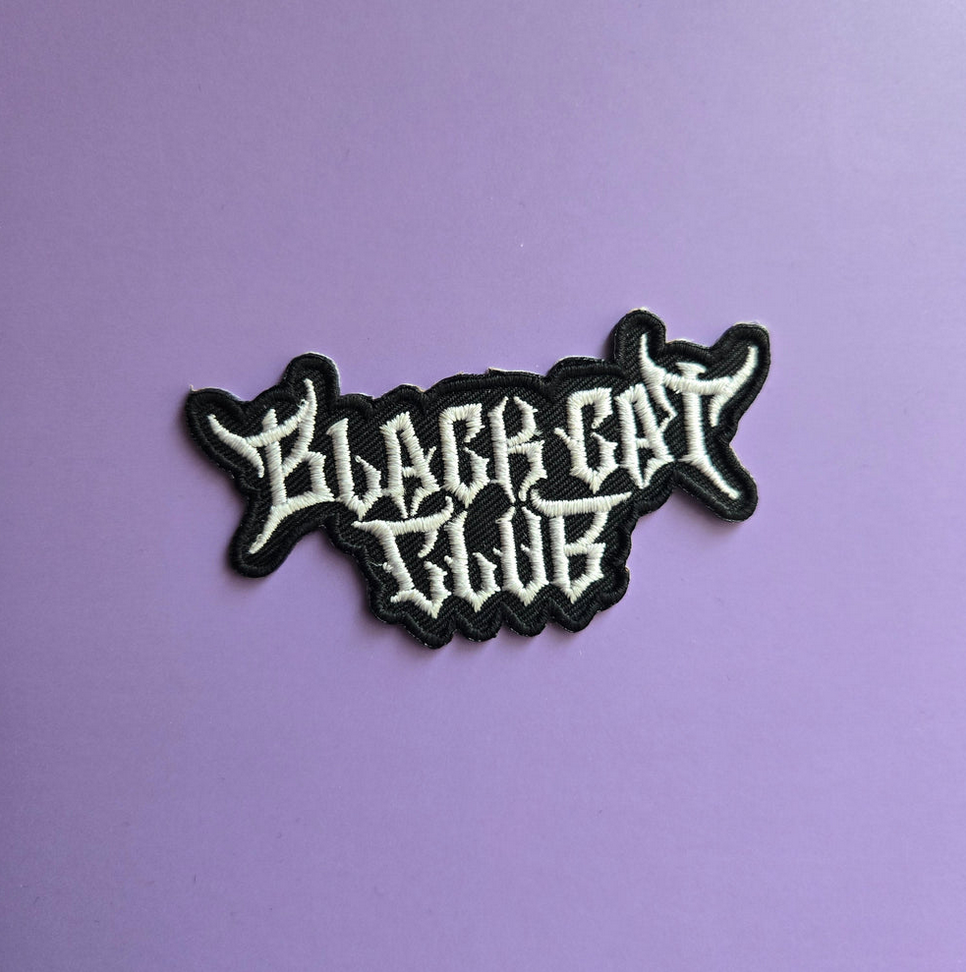 Black Cat Club Metal Text Logo Iron-On Patch