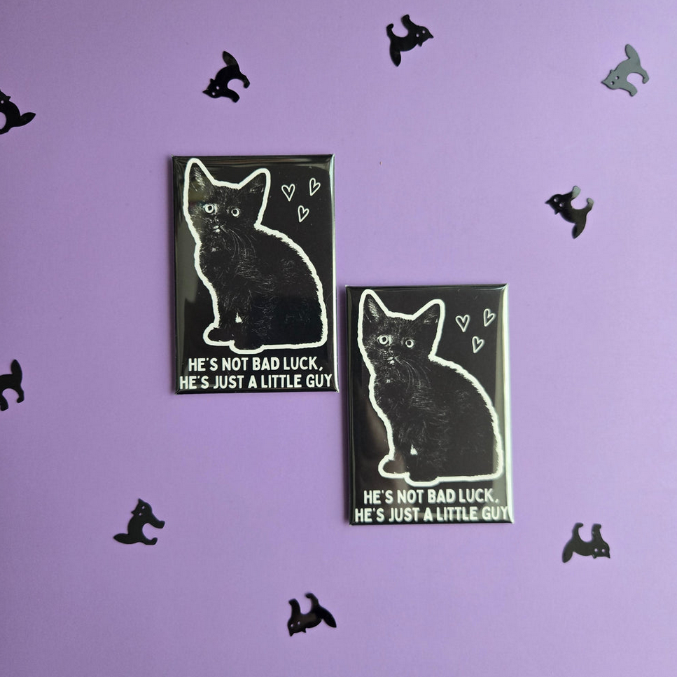 Just a Little Guy Black Cat Fridge Magnet