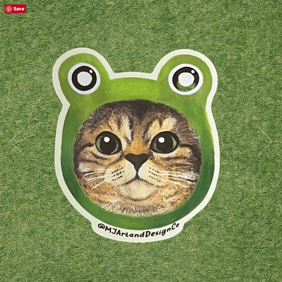 Frog Hat Cat Sticker
