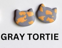 Clay Cat Head Stud Earrings