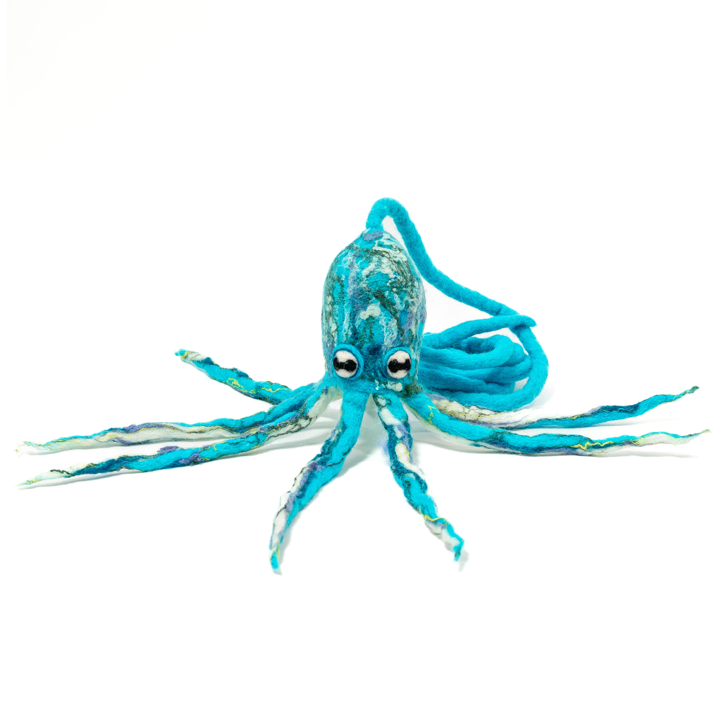 Wool Octopus Cat Toy with 4-Foot Tether (Arctic Blue)