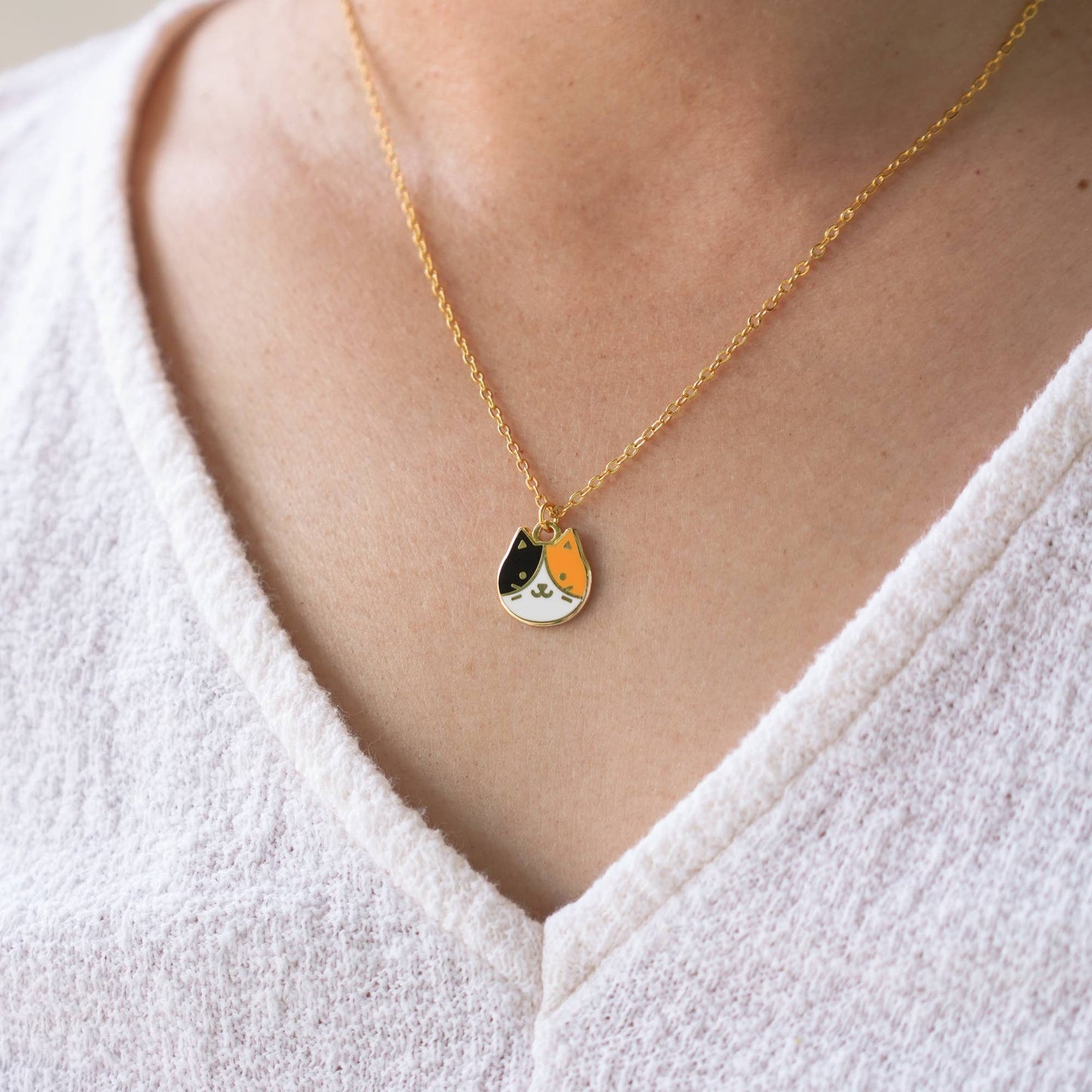 Cat Face Necklace - Calico