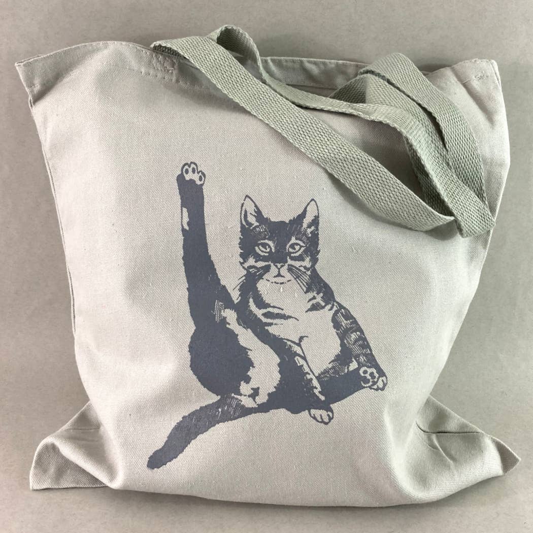 Cat Plays the Violin Cat Butt Canvas Tote Bag (Gray)