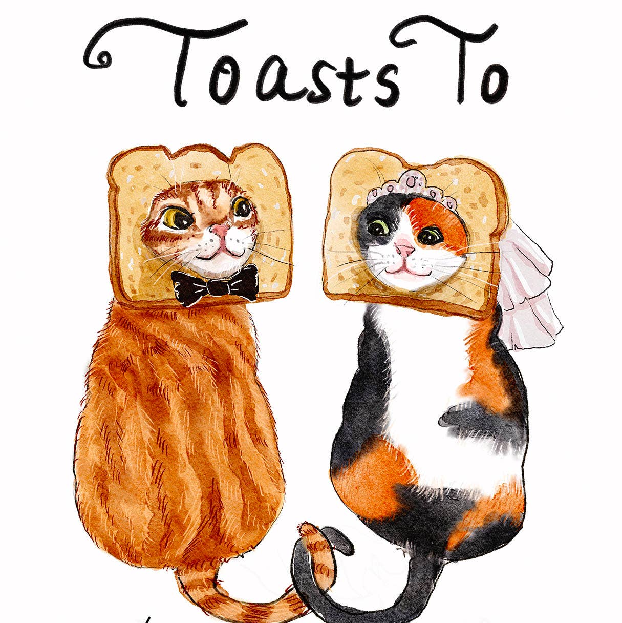 Toasts to the Happy Couple Cats Wedding Card