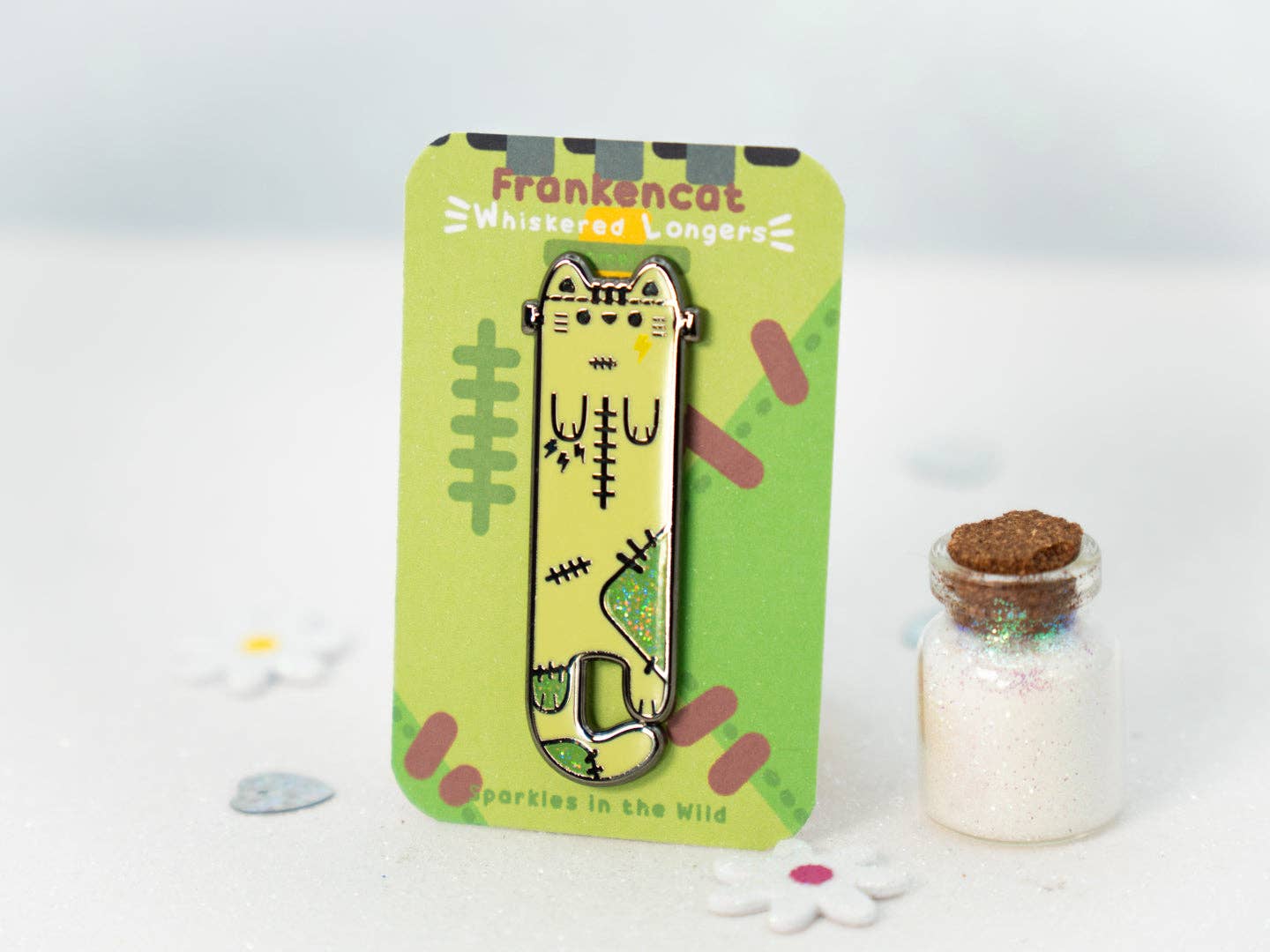 Frankencat Enamel Long Cat Pin