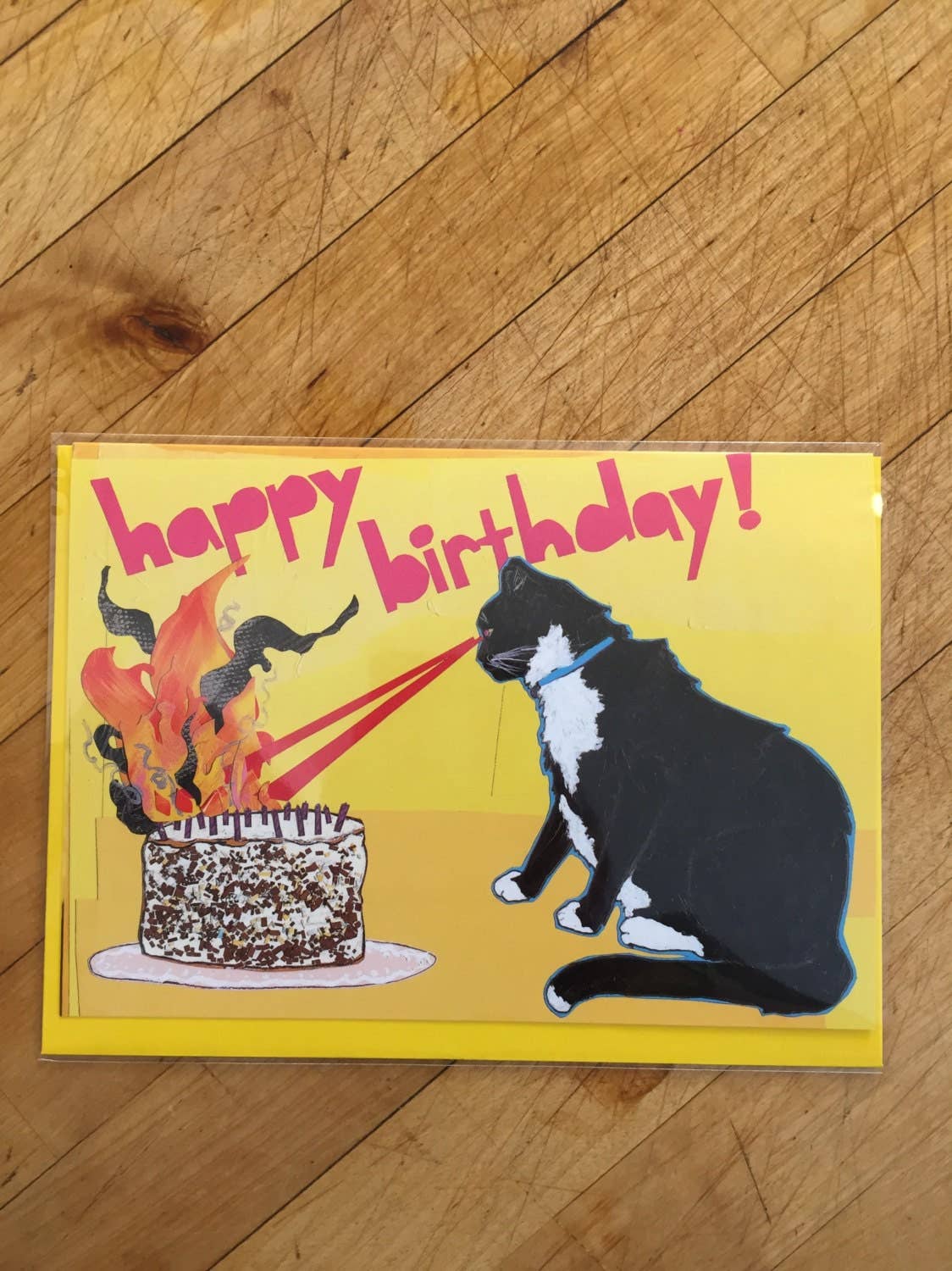 Laser Cat Birthday Card