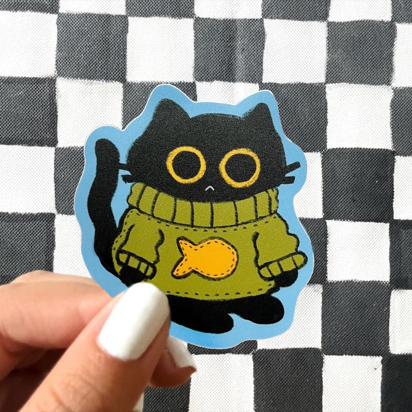 Cat in Sweater Matte Vinyl Sticker