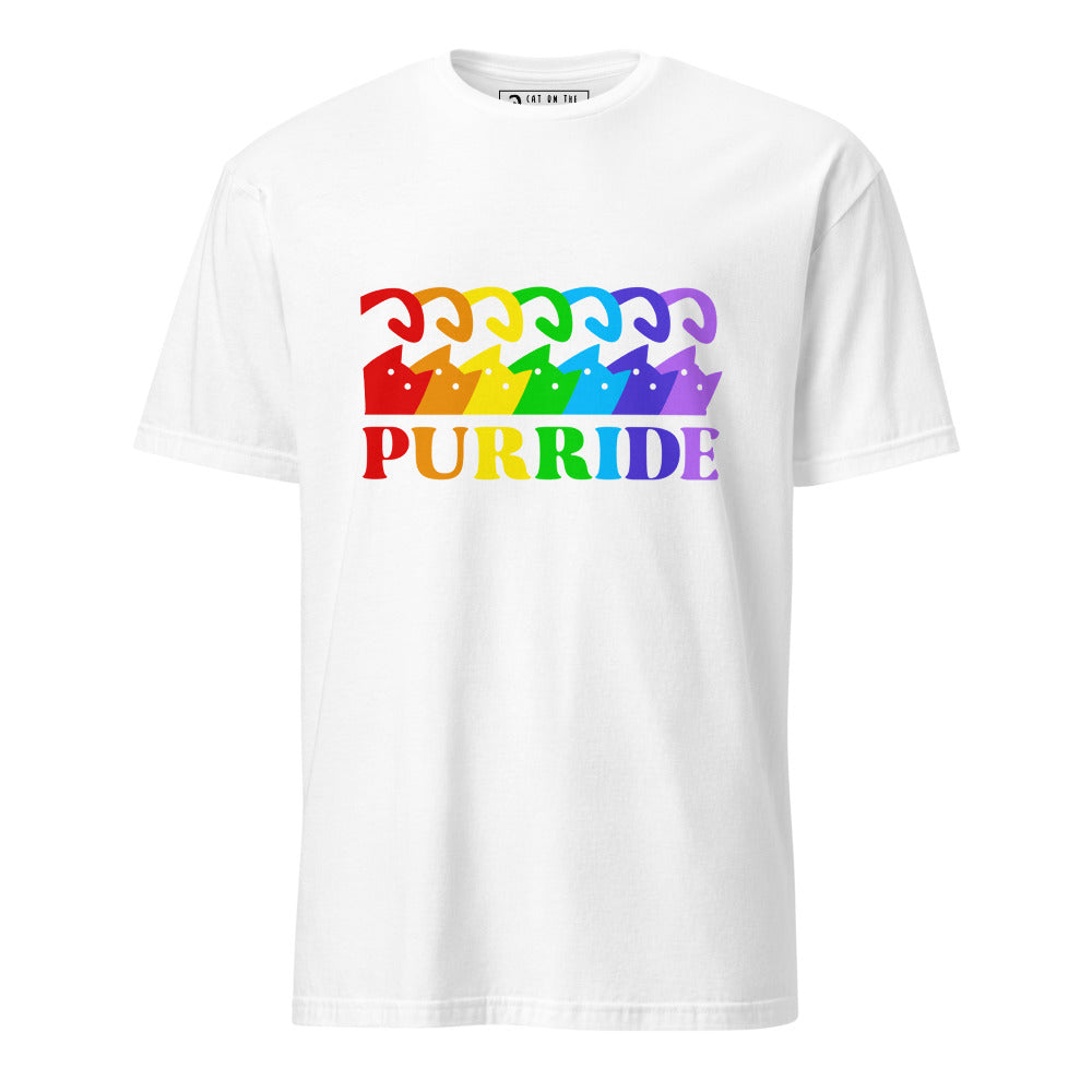 Rainbow Pride Cat Shirt "Purride" Unisex T-Shirt (White)