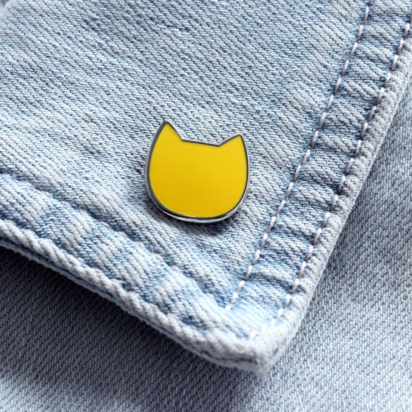 Mini Cat Enamel Pin Badge - Yellow