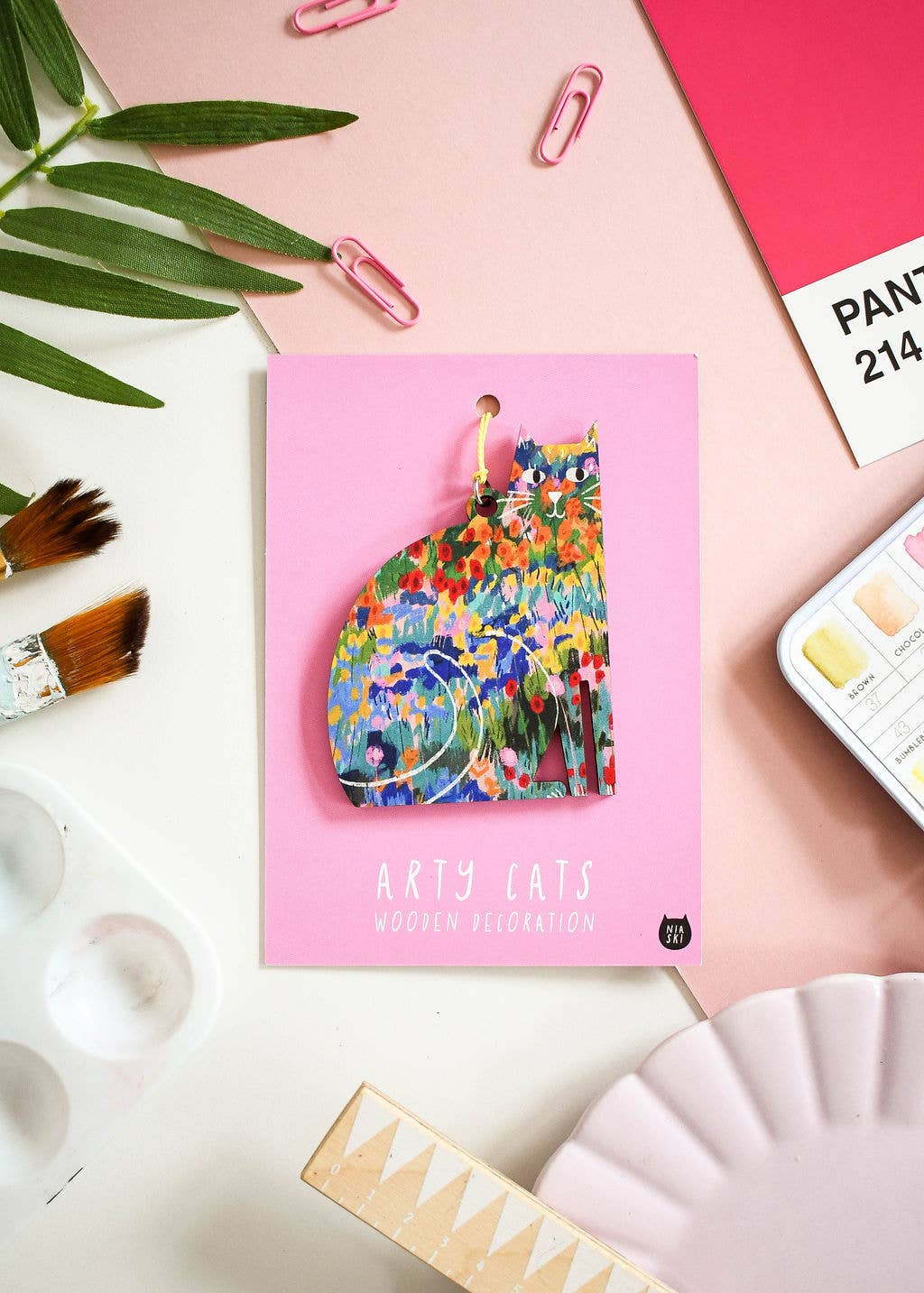 Arty Cats Wooden Decoration - Arles Garden Ornament