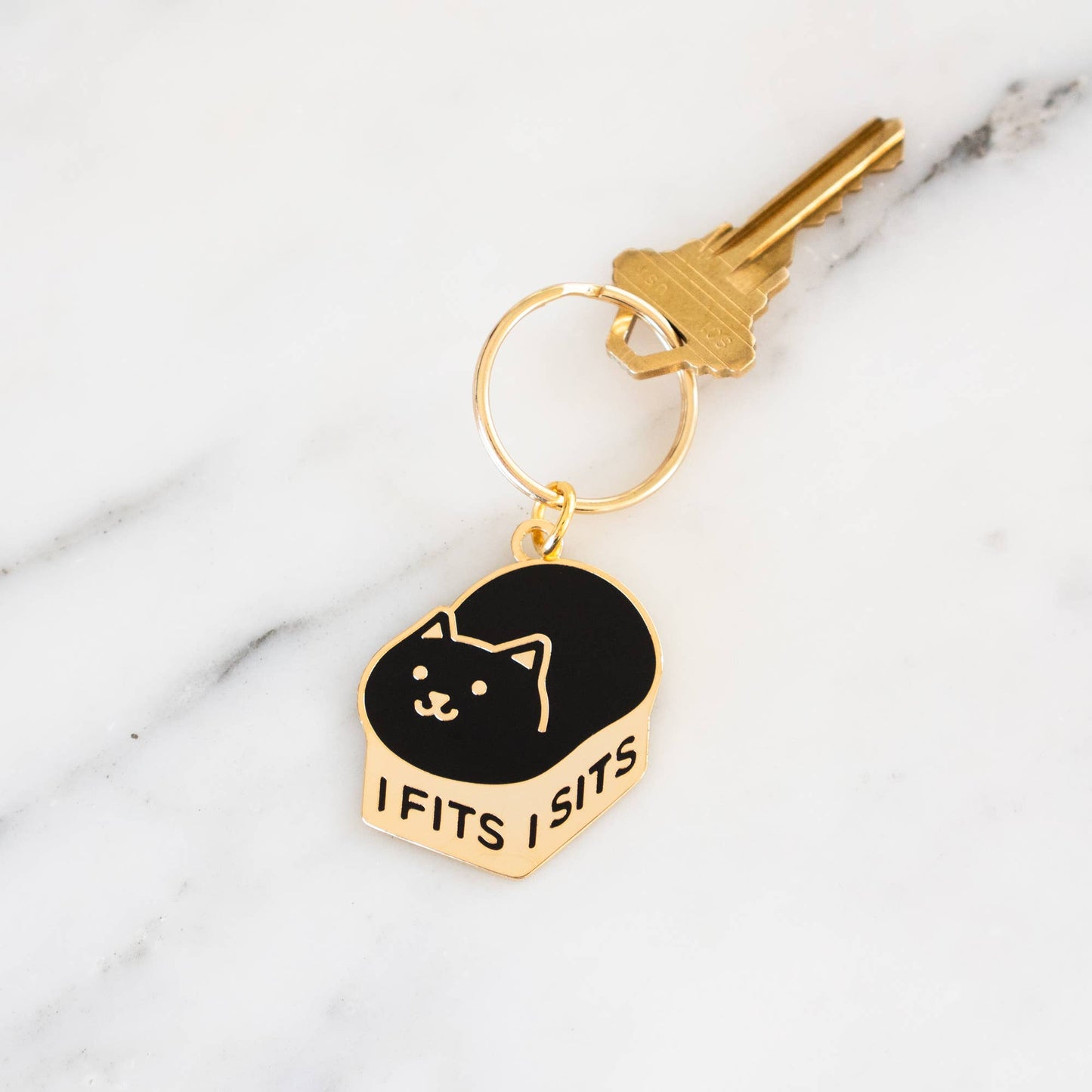 I Fits I Sits Box Cat Keychain (Black Cat)
