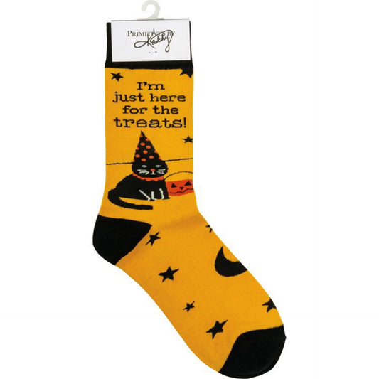 I’m Just Here For The Treats Halloween Cat Socks (One Size Fits Most)
