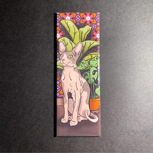 Sphynx Cat with Plants Magnet