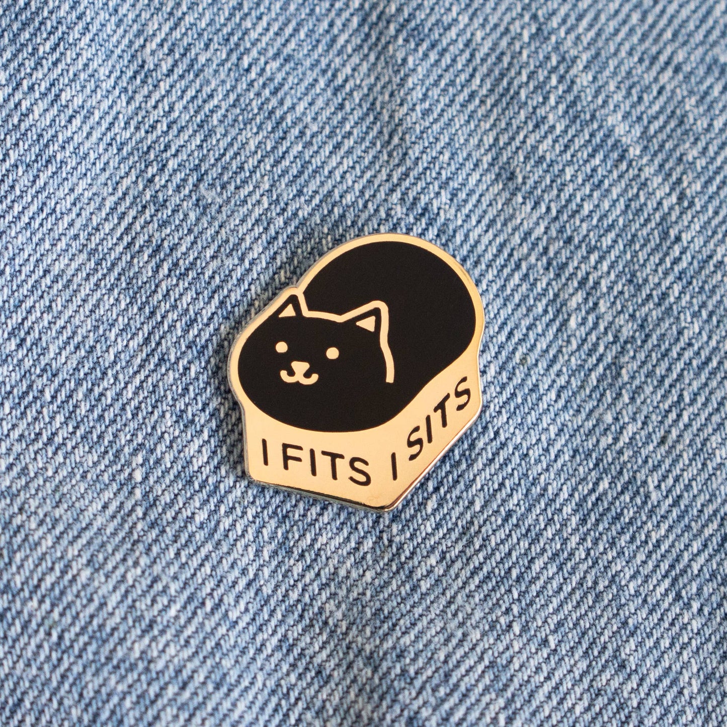 I Fits I Sits Box Cat Enamel Pin (Black Cat)