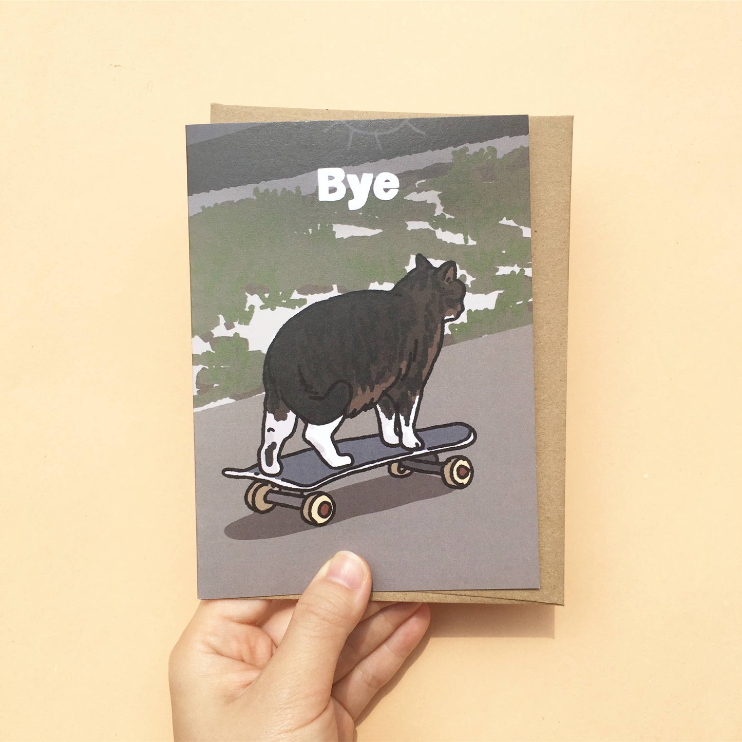 Bye Skateboard Cat Card