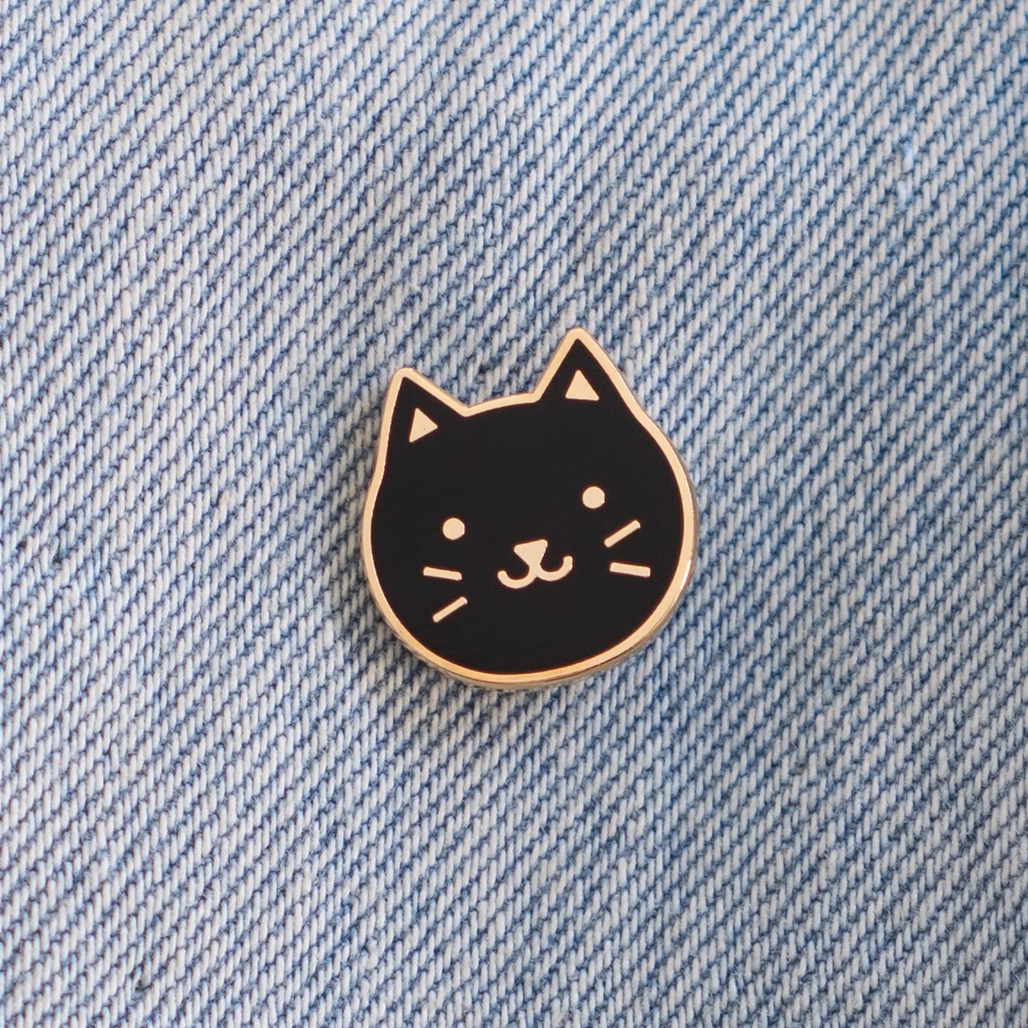 Black Kitty Cat Head Pin