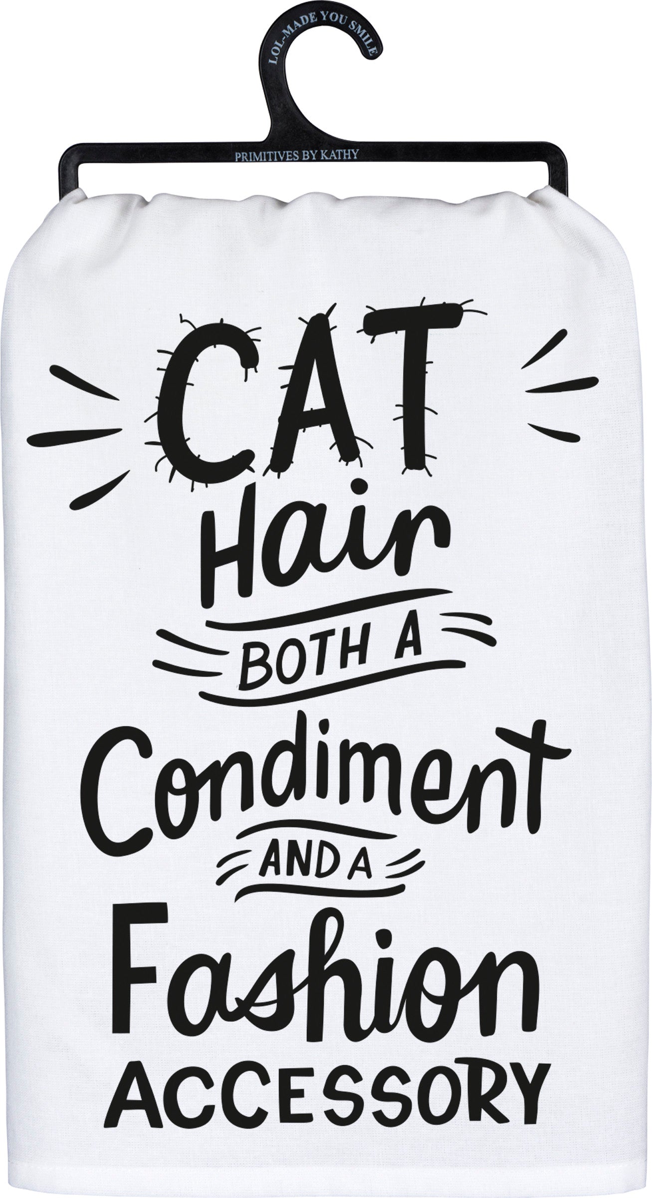 Cat Hair Both a Condiment and a Fashion Accessory Dish Towel