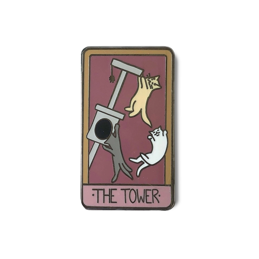 Cat Tarot Enamel Pin - The Tower