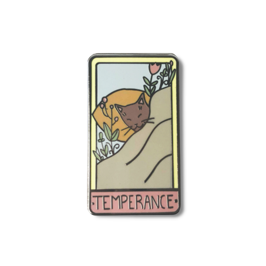 Cat Tarot Enamel Pin - Temperance