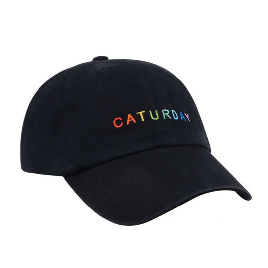 Caturday Rainbow Embroidered Baseball Cap