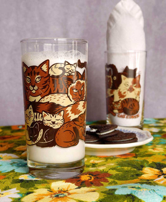 Clutter of Cats Drinking Glass