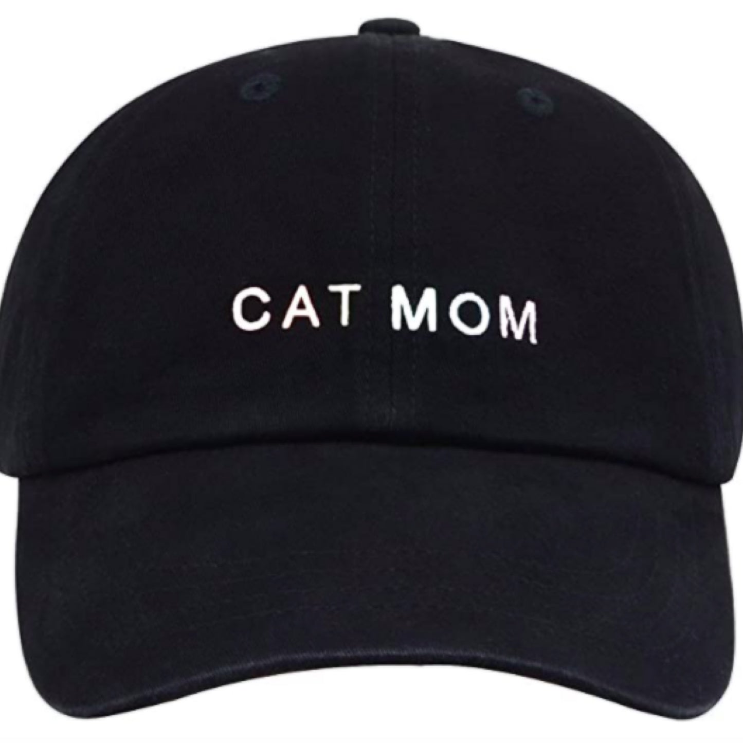 Cat Mom Embroidered Baseball Cap - Black