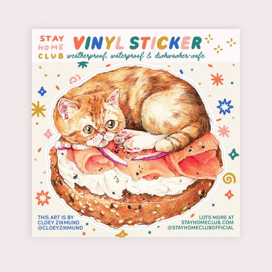 Bagel Lox & Cream Cheese Cat Vinyl Sticker