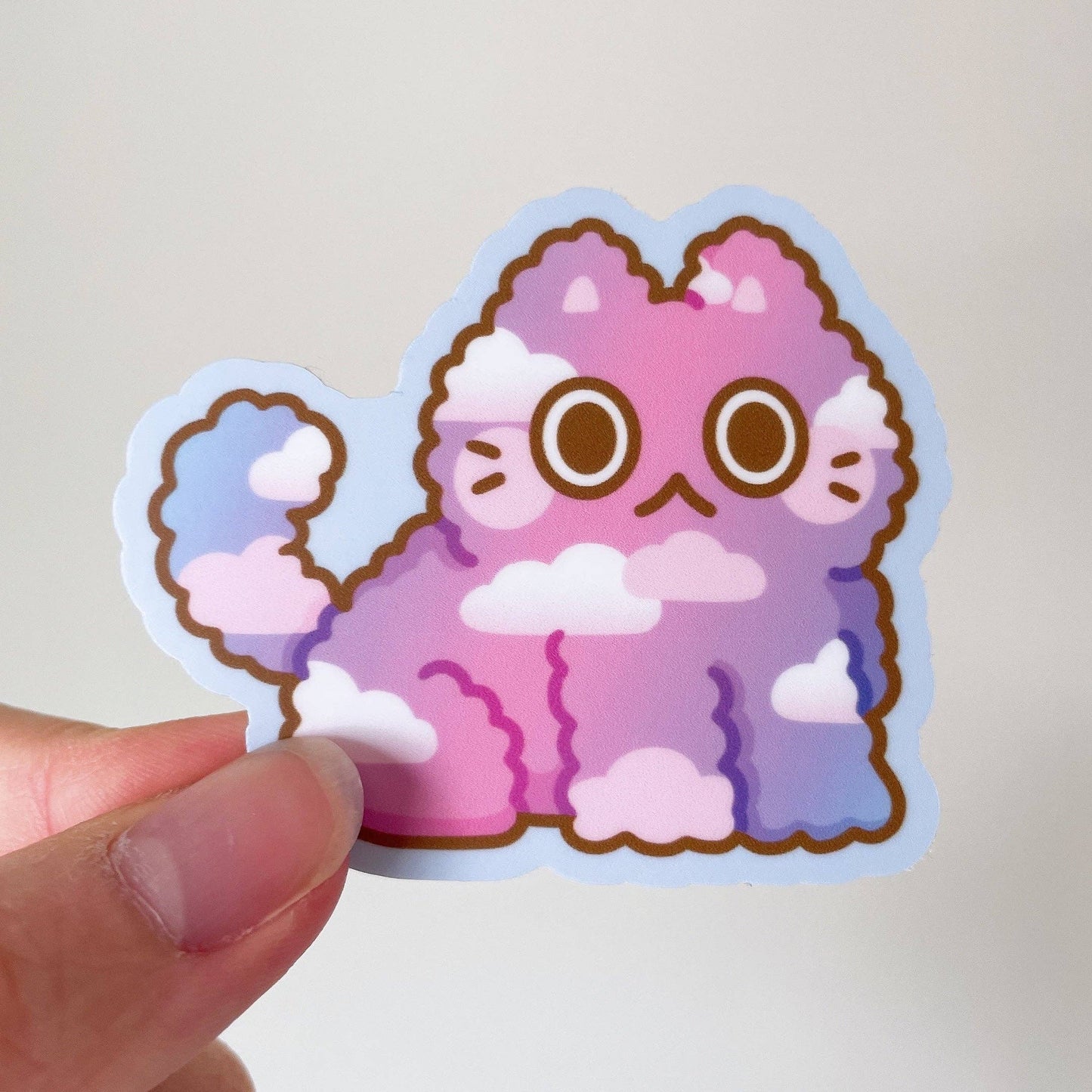 Cool Gradient Cloud Cat Sticker