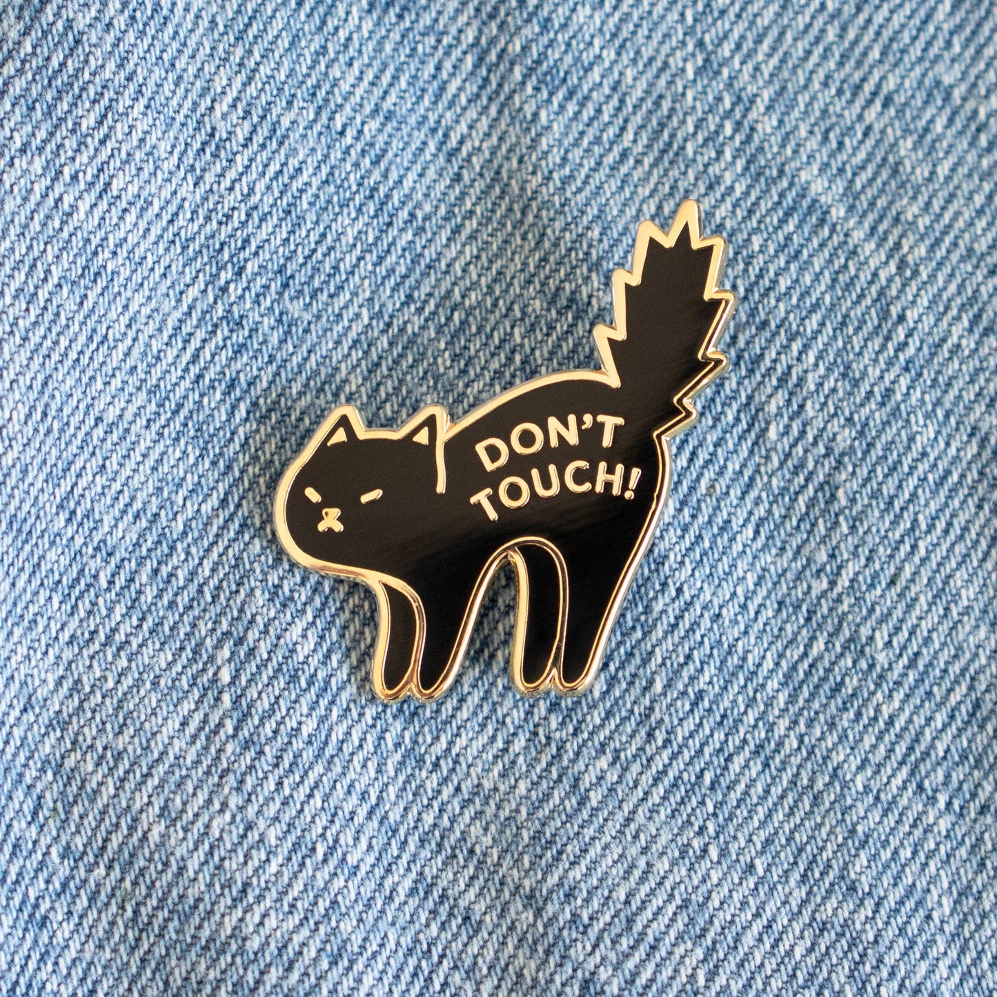 Don't Touch Black Cat Enamel Pin